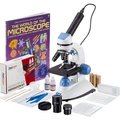 United Scope. AmScope IQCrew 40X-1000X Dual Illumination Microscope, 1MP Digital Eyepiece, Slide Prep, Book, Blue M50C-B14-WM-E1